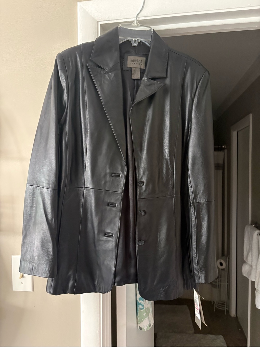 JohnPaulRichard Black Leather Blazer Jacket